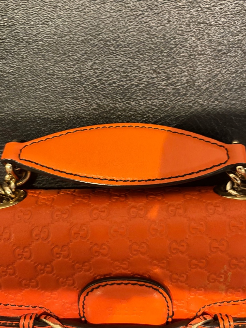 Vintage Gucci Orange Leather Monogrammed/Emblam Mini Bag with Horsebit Tassels - Picture 3 of 16